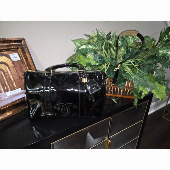 EUC Authentic Chanel Patent Leather Boston Bag - Picture 1 of 16